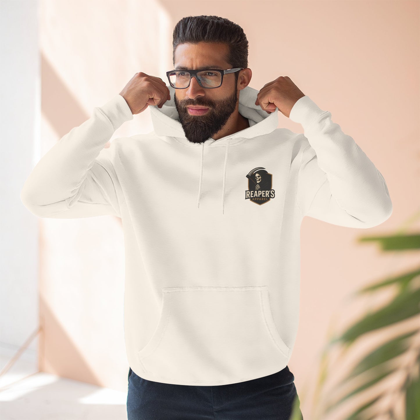 Three-Panel Fleece Hoodie with Bold Eagle Design
