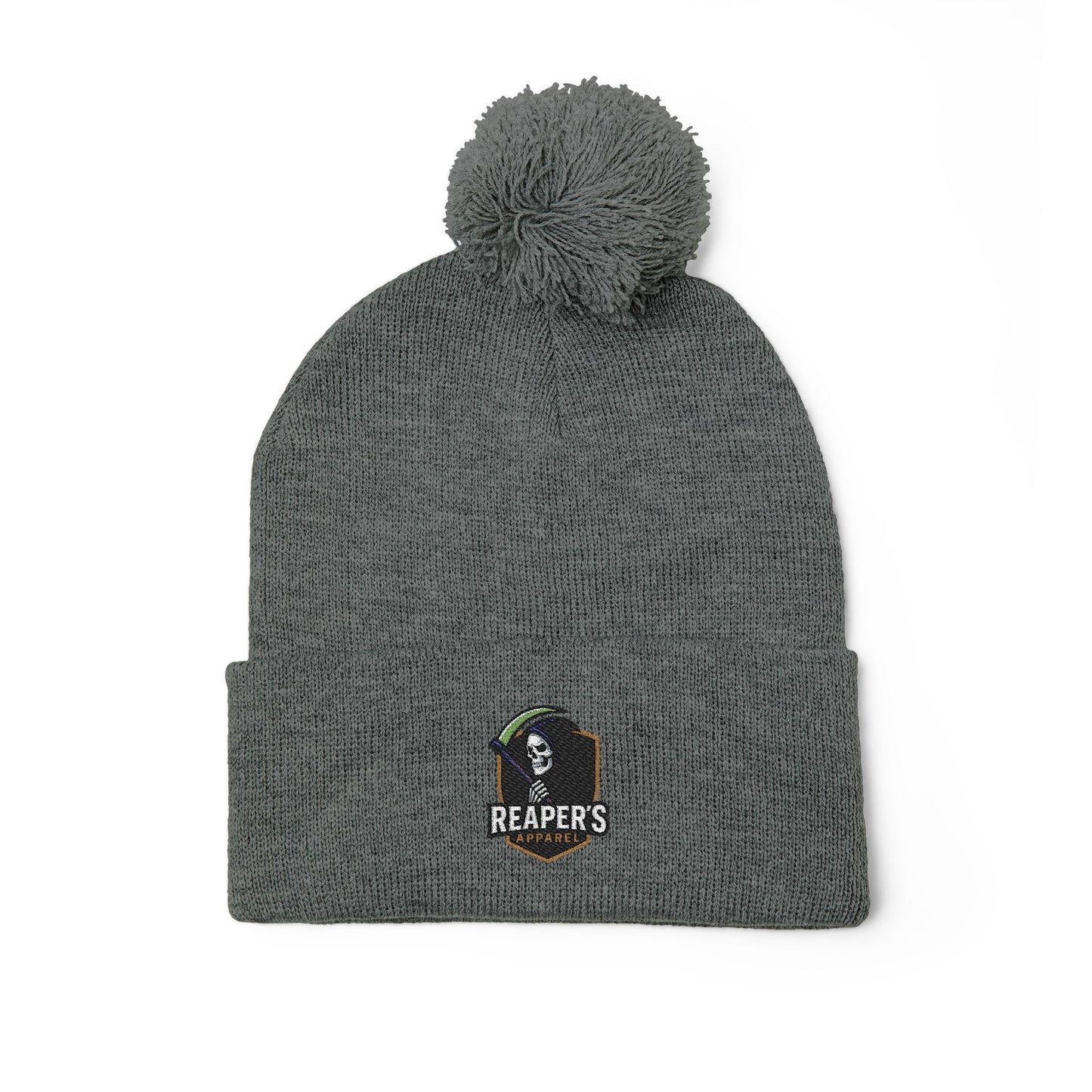 Cozy Pom-Pom Knit Cap with Custom Embroidery