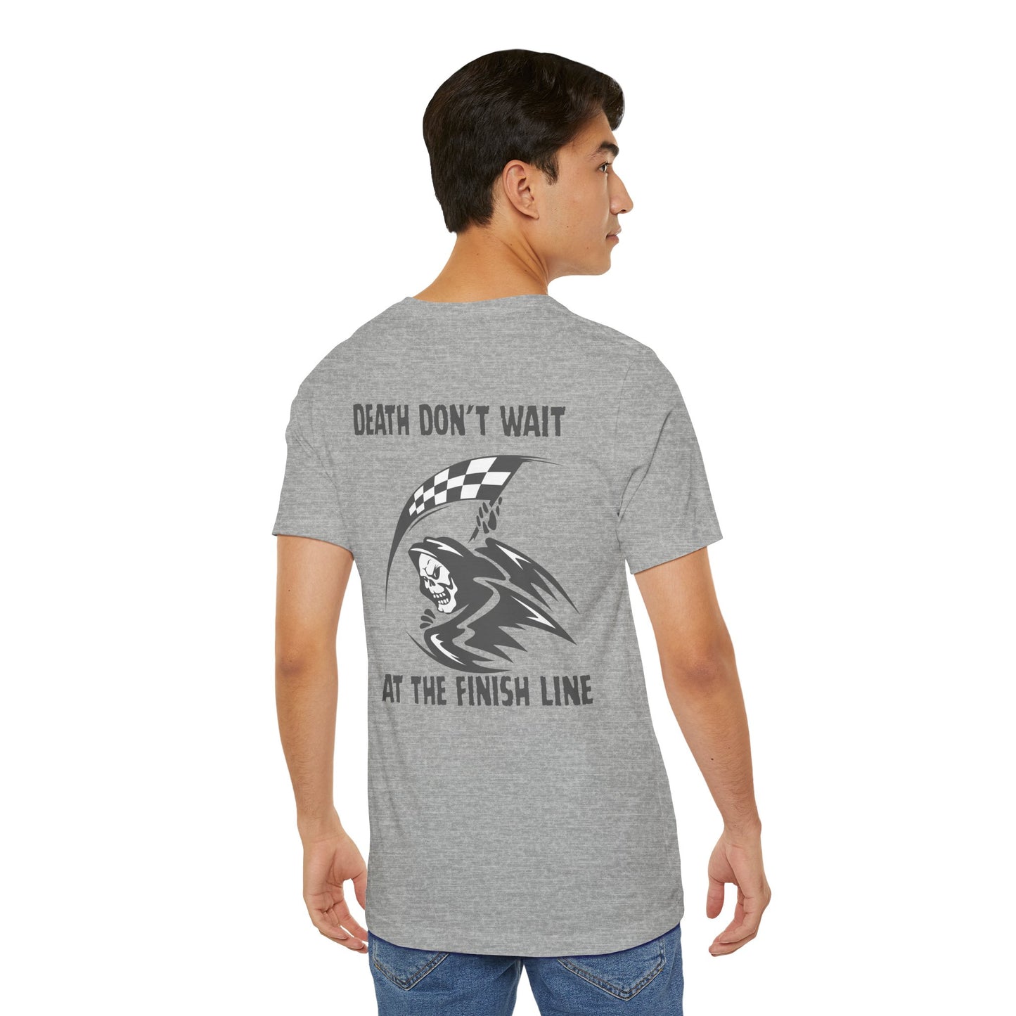 Edgy Racer Tee with Skull Graphic