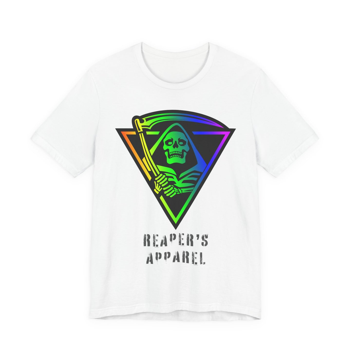 Rainbow Grim Reaper T-Shirt, Unisex Tee for Halloween, Spooky Vibe, Gothic Fashion, Grunge Style, Alternative Apparel