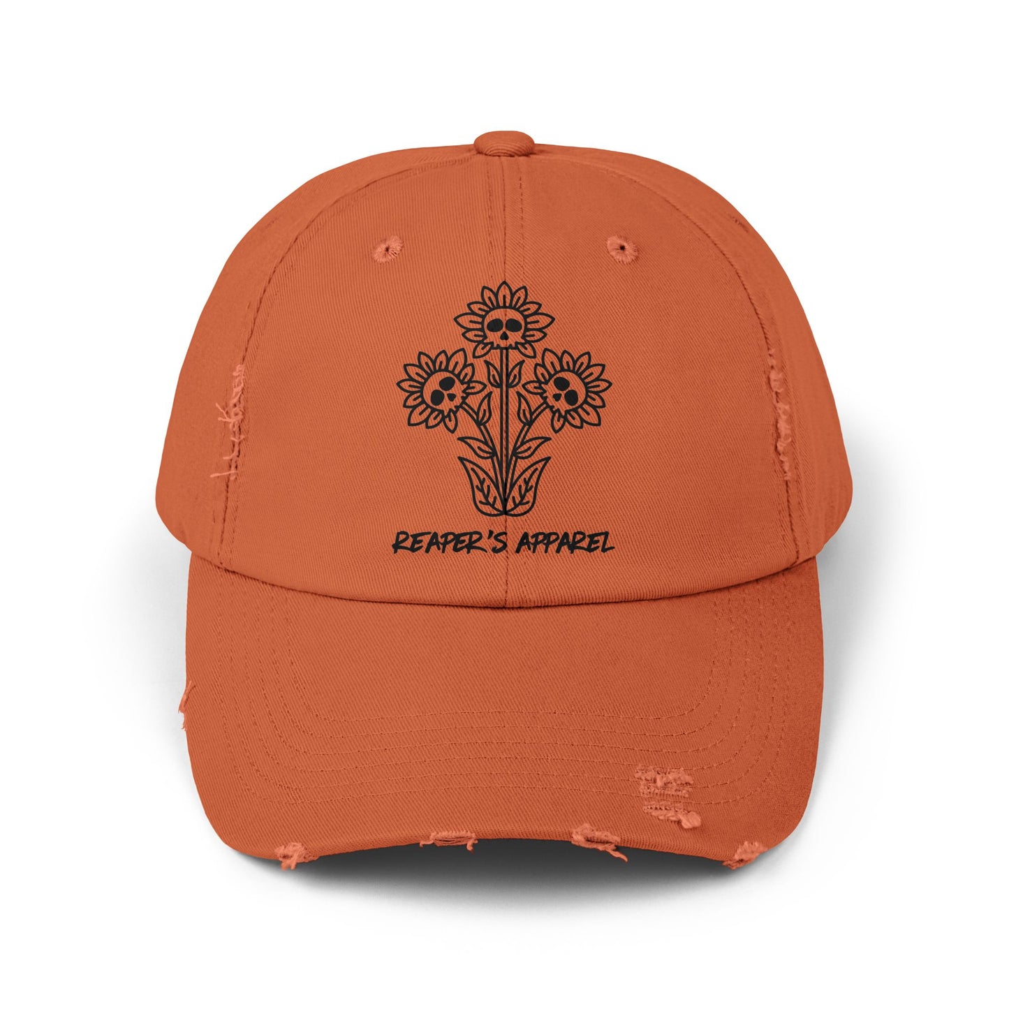 Distressed Cap with Floral Design - Reaper's Apparel