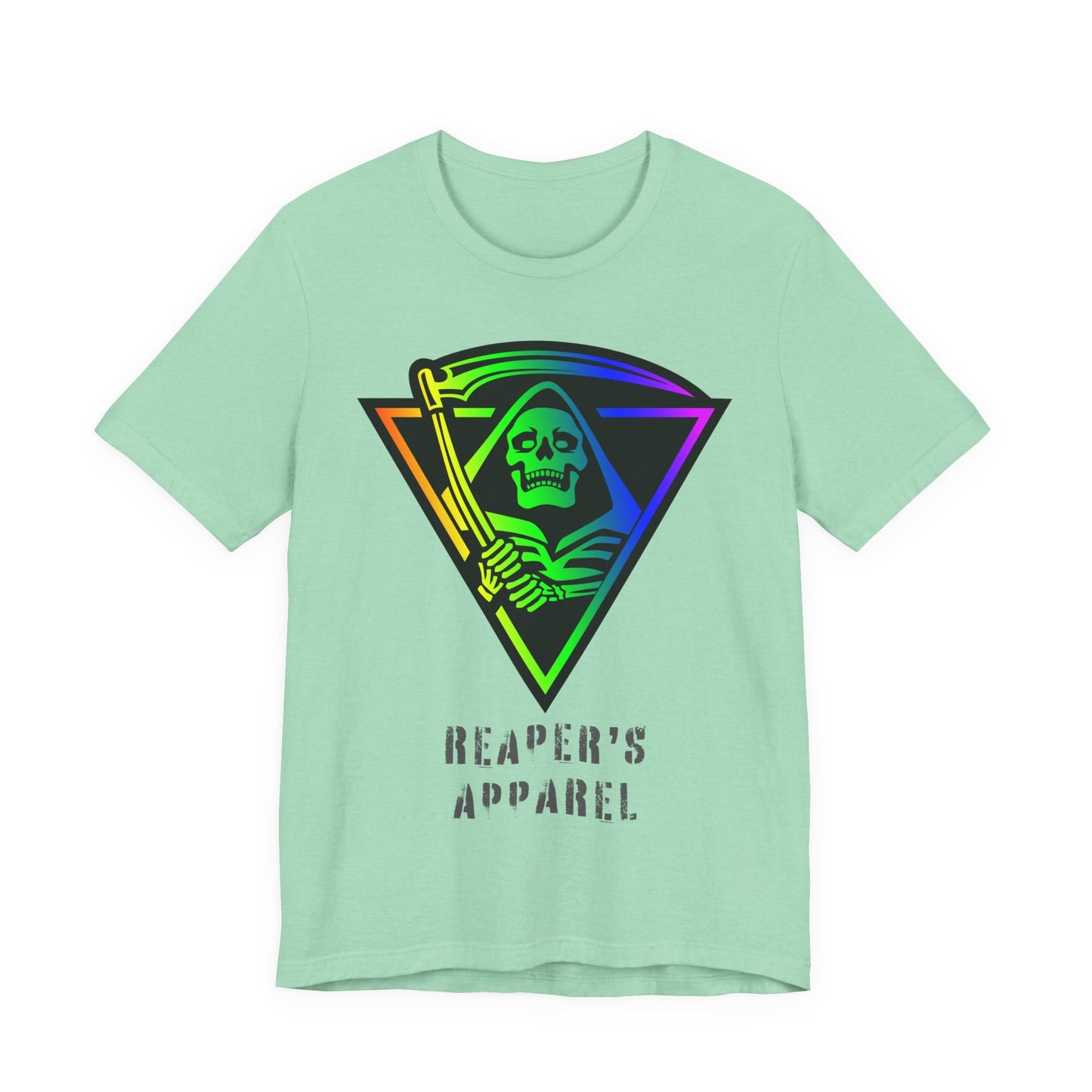 Rainbow Grim Reaper T-Shirt, Unisex Tee for Halloween, Spooky Vibe, Gothic Fashion, Grunge Style, Alternative Apparel