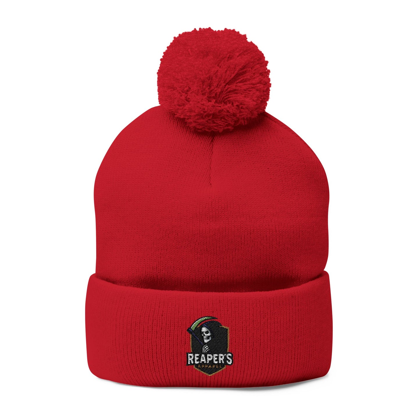 Cozy Pom-Pom Knit Cap with Custom Embroidery