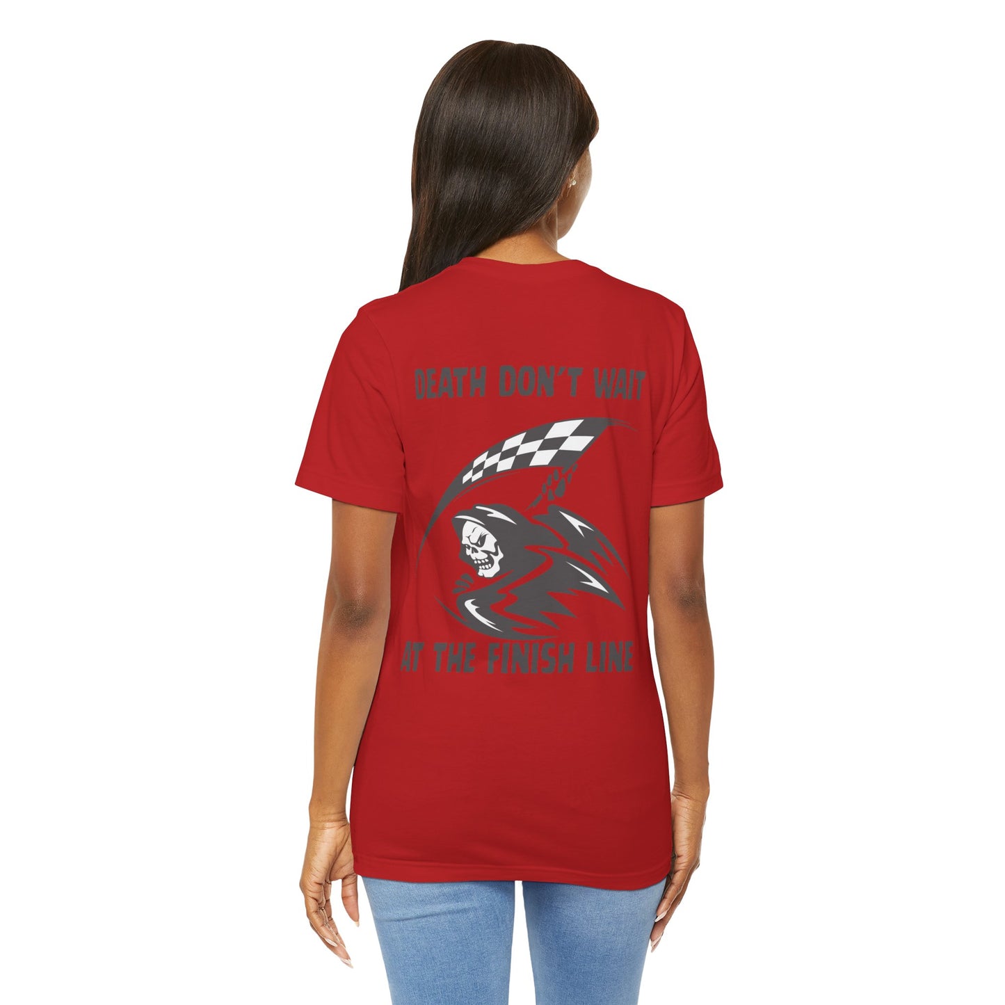 Edgy Racer Tee with Skull Graphic