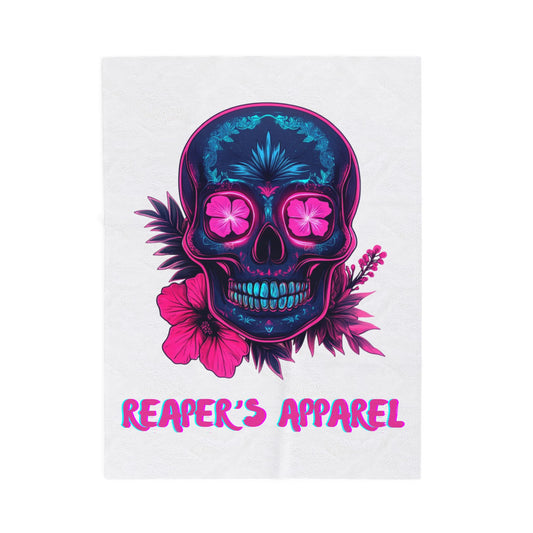 Colorful Skull Velveteen Plush Blanket | Soft Cozy Throw