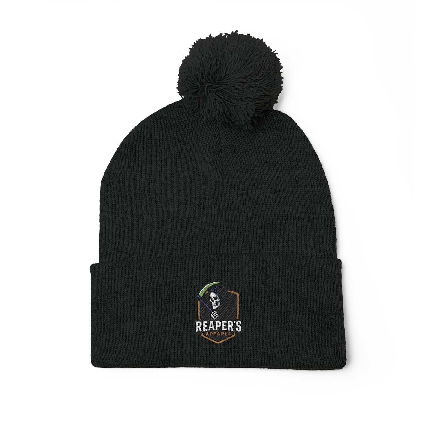 Cozy Pom-Pom Knit Cap with Custom Embroidery
