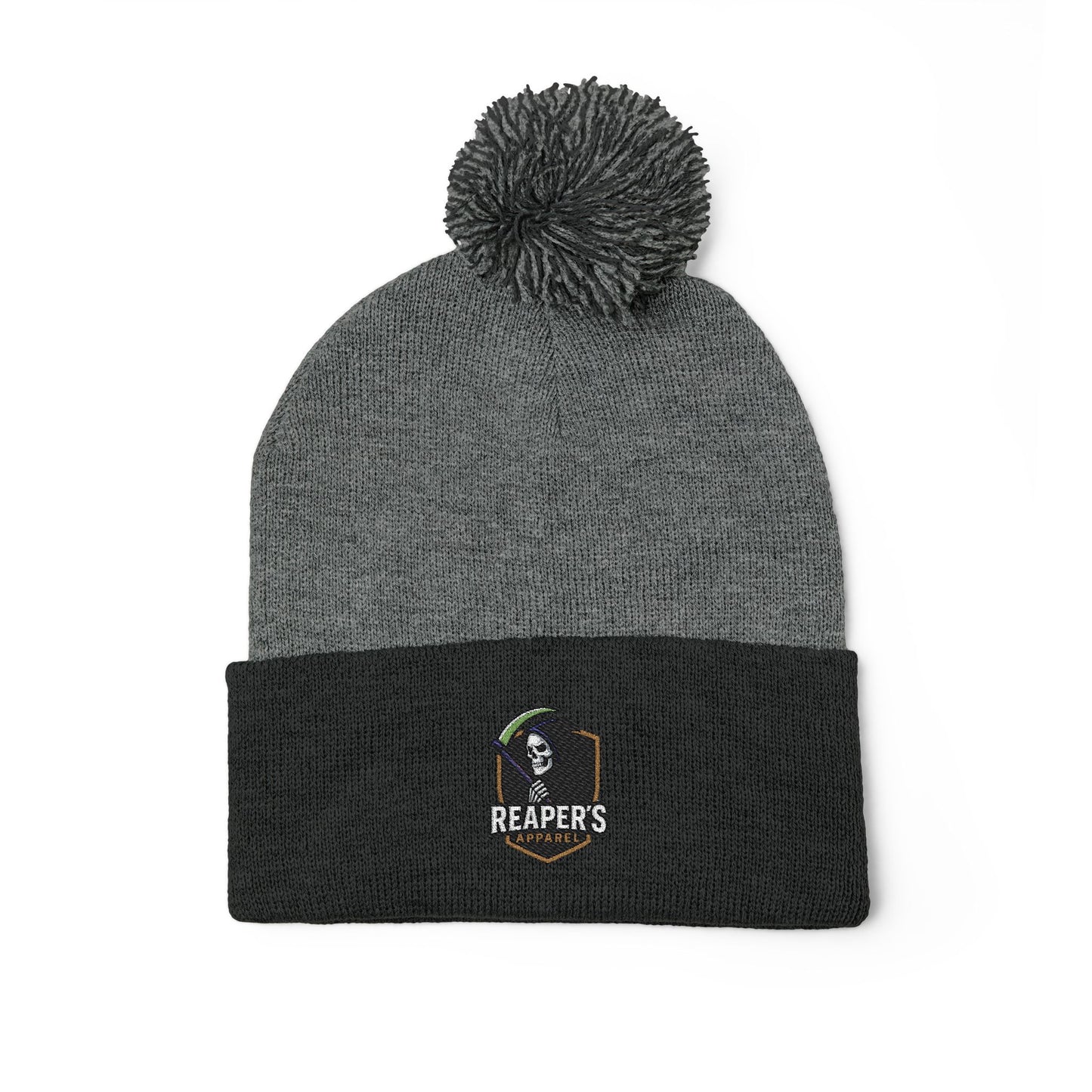 Cozy Pom-Pom Knit Cap with Custom Embroidery