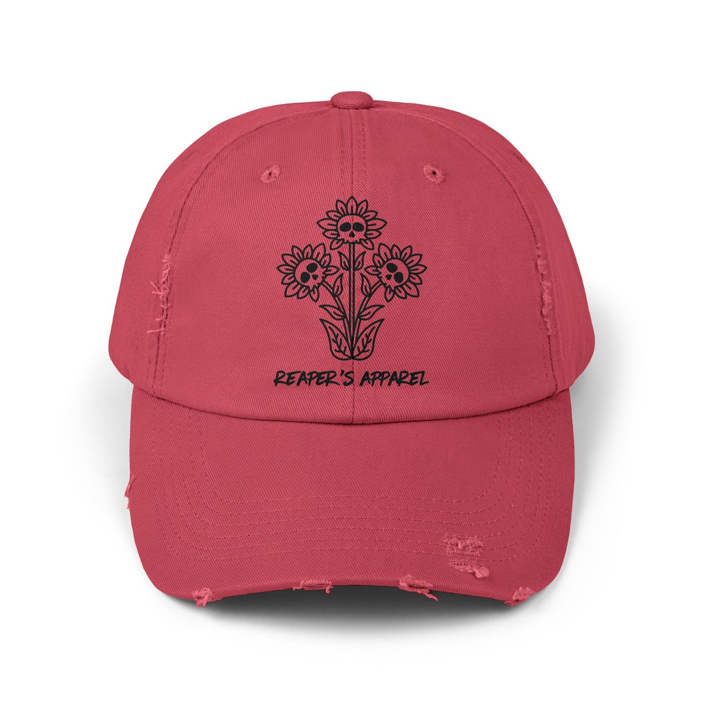 Distressed Cap with Floral Design - Reaper's Apparel