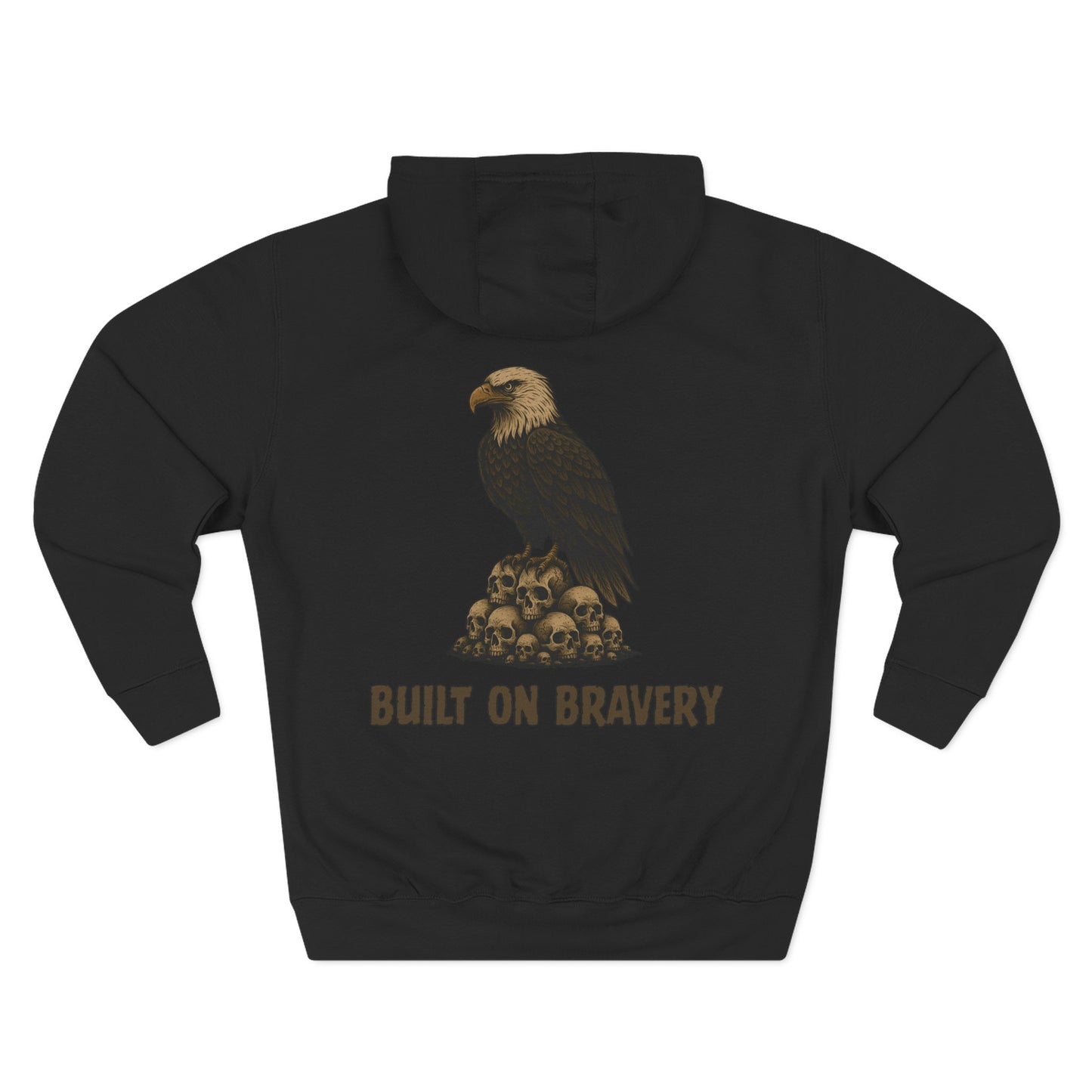 Three-Panel Fleece Hoodie with Bold Eagle Design