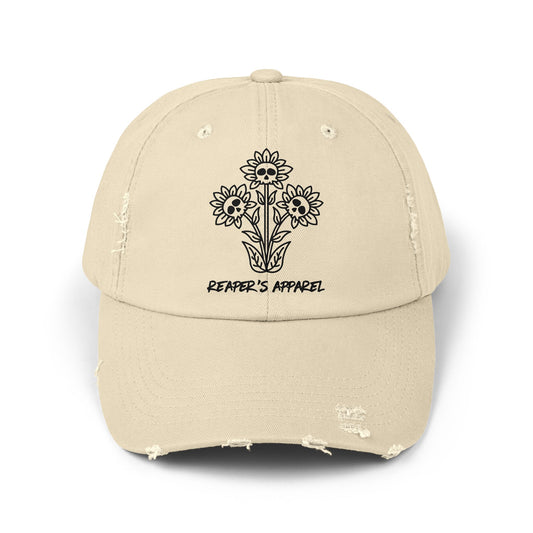 Distressed Cap with Floral Design - Reaper's Apparel