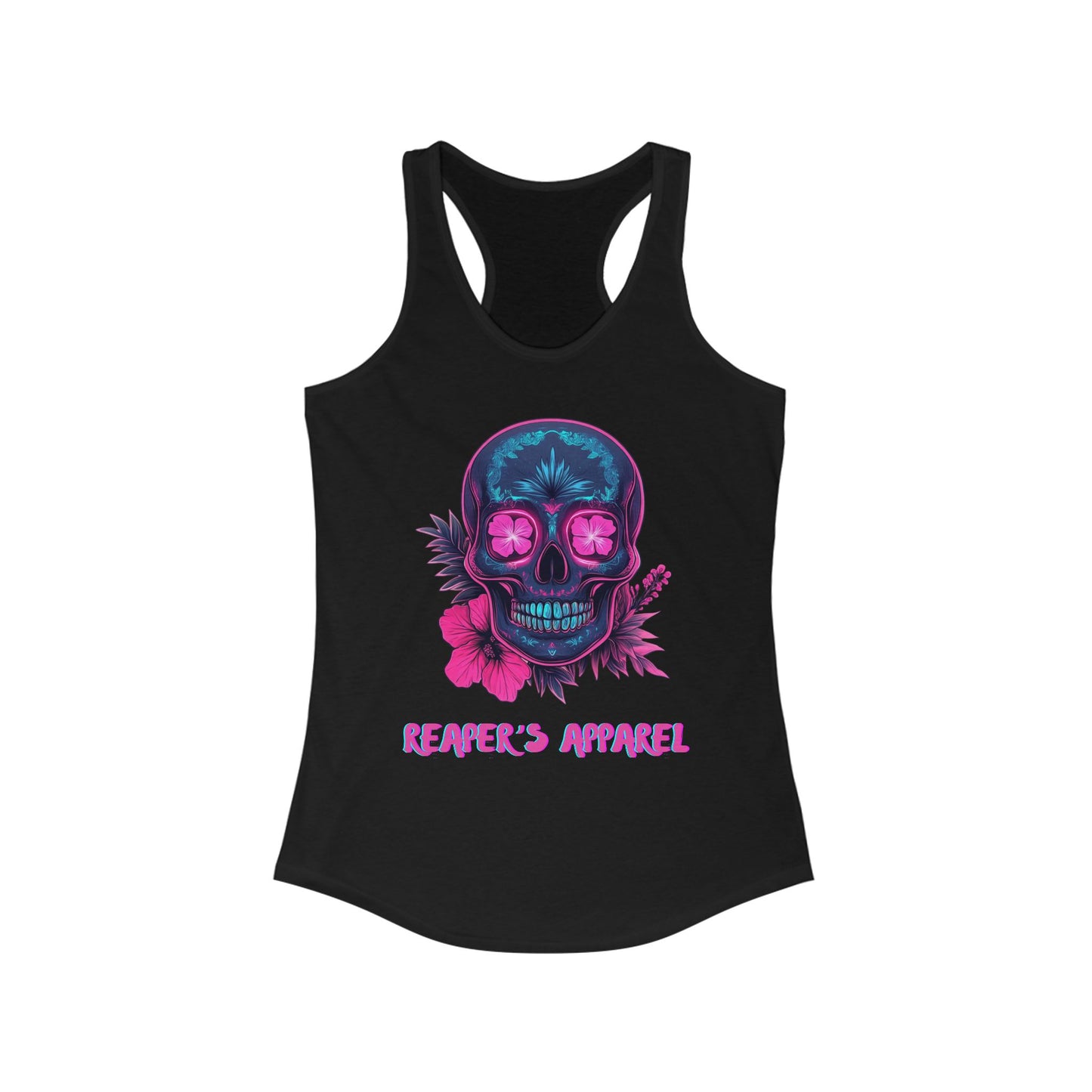 Women's Graphic Racerback Tank - Floral Skull Design