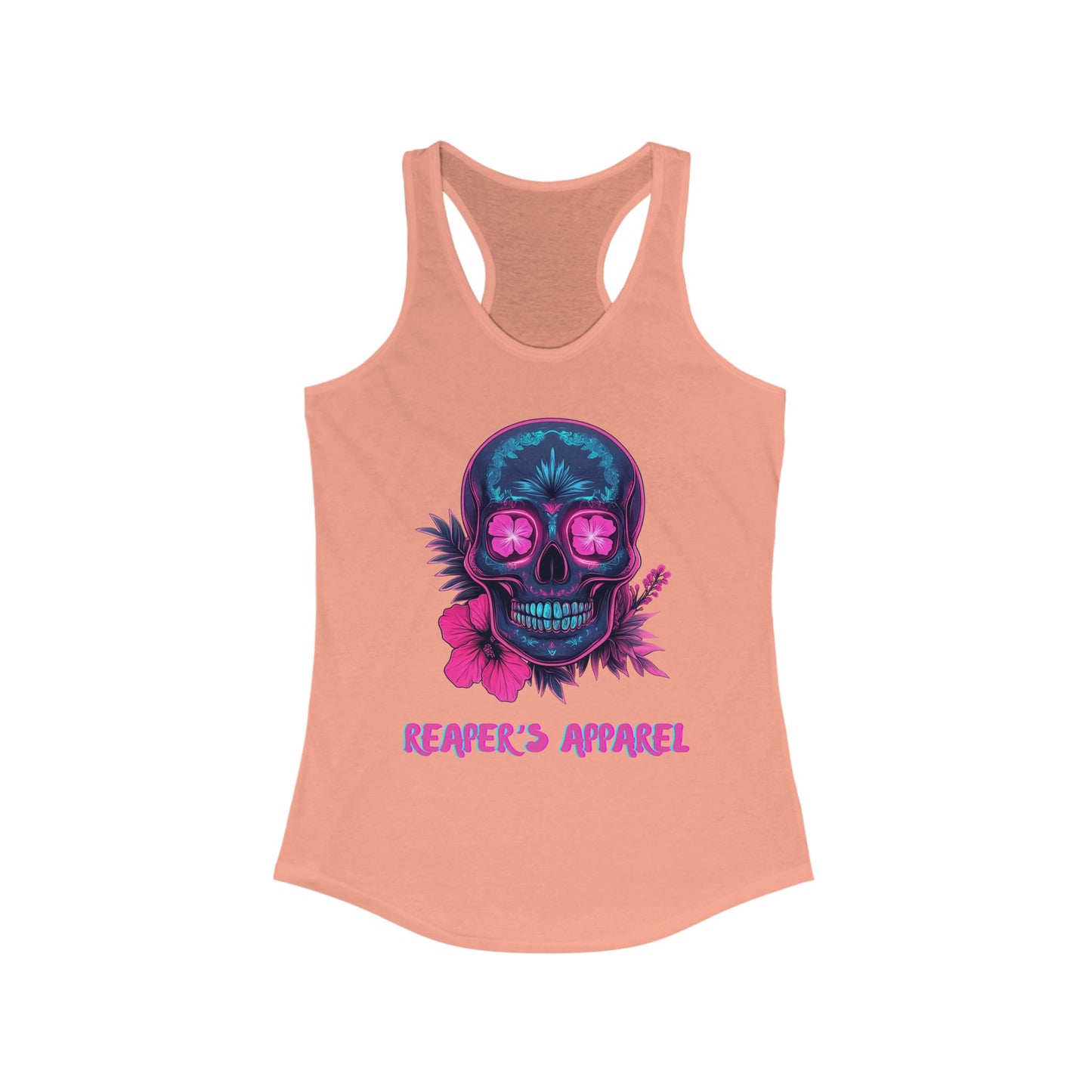 Women's Graphic Racerback Tank - Floral Skull Design
