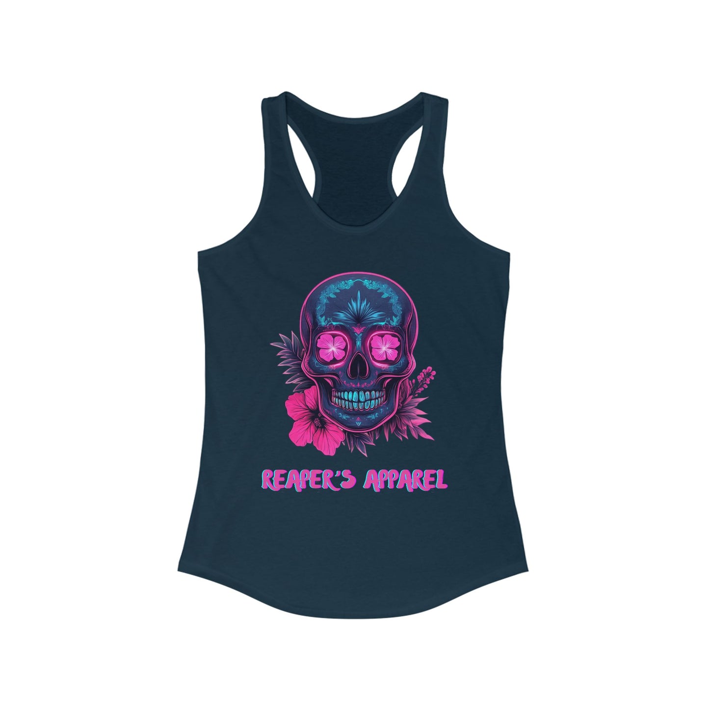 Women's Graphic Racerback Tank - Floral Skull Design