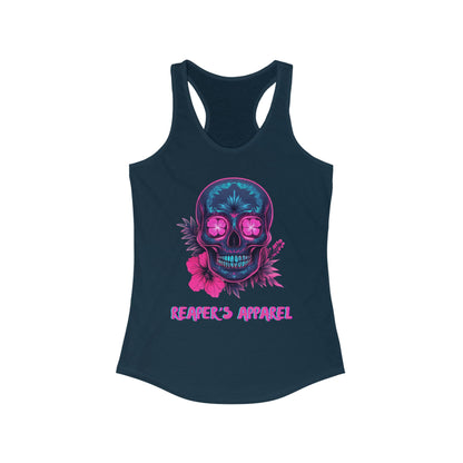 Women's Graphic Racerback Tank - Floral Skull Design