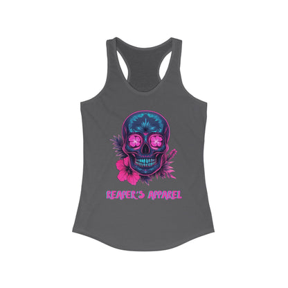 Women's Graphic Racerback Tank - Floral Skull Design