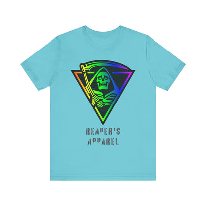 Rainbow Grim Reaper T-Shirt, Unisex Tee for Halloween, Spooky Vibe, Gothic Fashion, Grunge Style, Alternative Apparel