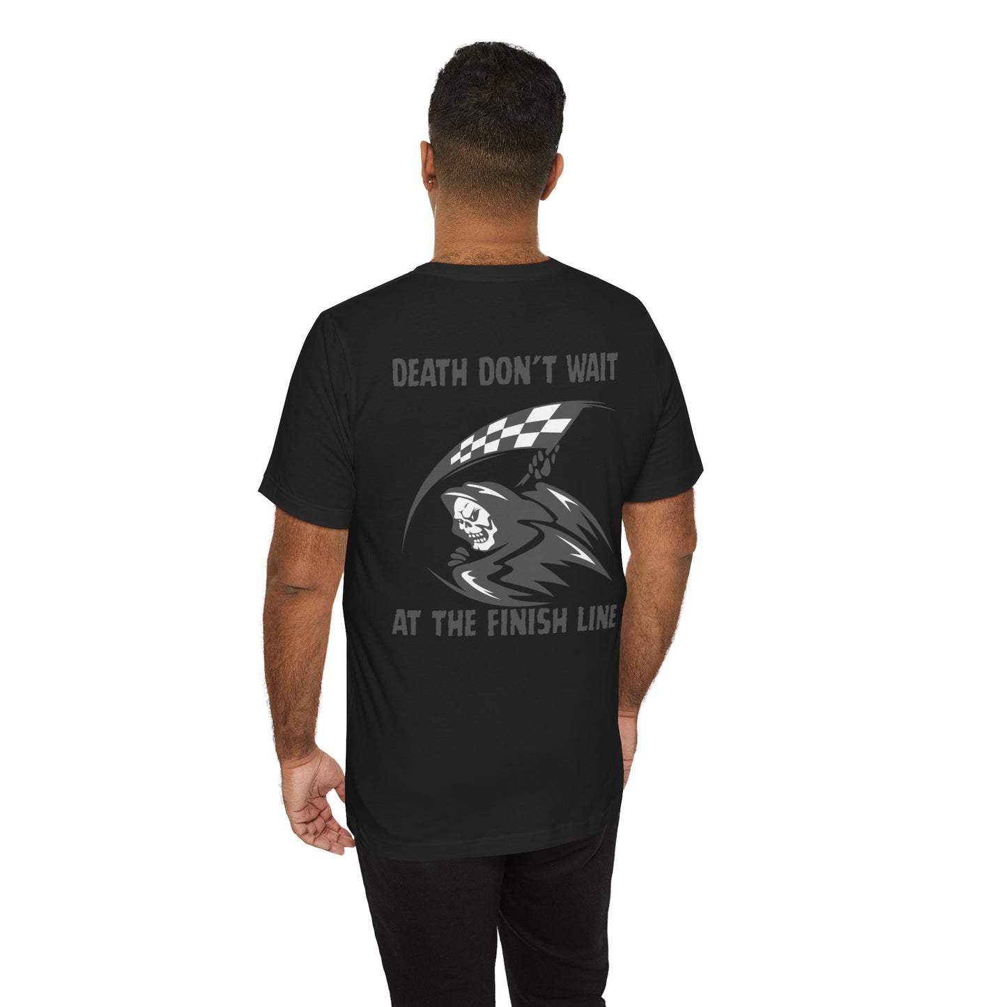Edgy Racer Tee with Skull Graphic