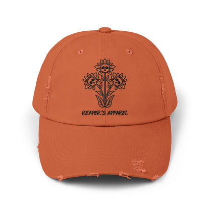 Distressed Cap with Floral Design - Reaper's Apparel