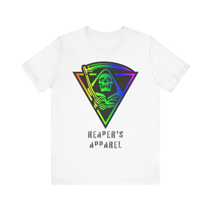 Rainbow Grim Reaper T-Shirt, Unisex Tee for Halloween, Spooky Vibe, Gothic Fashion, Grunge Style, Alternative Apparel