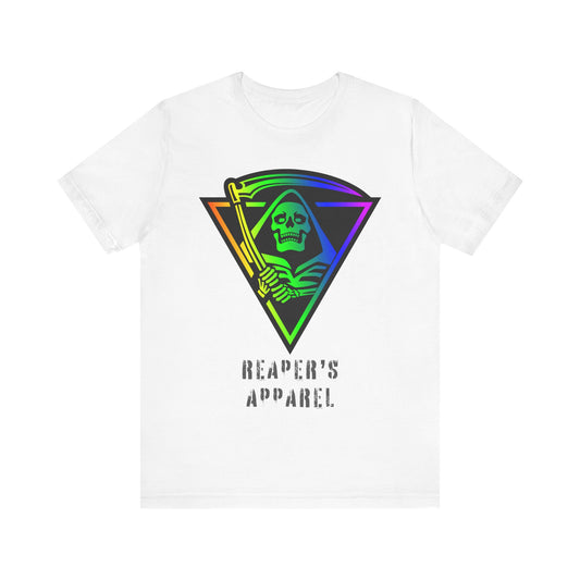 Rainbow Grim Reaper T-Shirt, Unisex Tee for Halloween, Spooky Vibe, Gothic Fashion, Grunge Style, Alternative Apparel