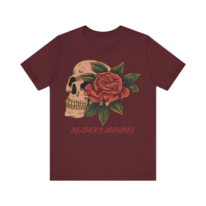 Skull and Rose Unisex Tee, Edgy Graphic T-Shirt