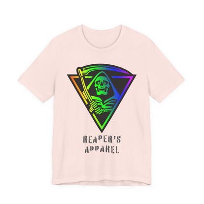 Rainbow Grim Reaper T-Shirt, Unisex Tee for Halloween, Spooky Vibe, Gothic Fashion, Grunge Style, Alternative Apparel