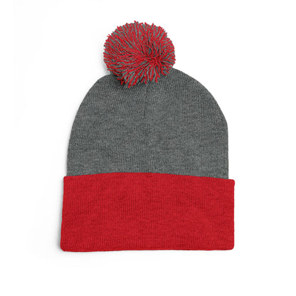 Cozy Pom-Pom Knit Cap with Custom Embroidery