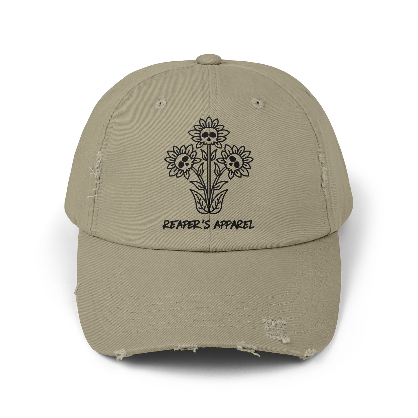 Distressed Cap with Floral Design - Reaper's Apparel