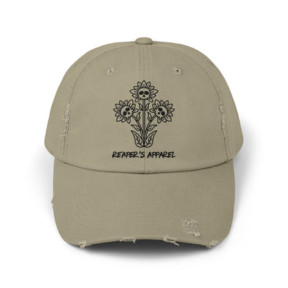 Distressed Cap with Floral Design - Reaper's Apparel