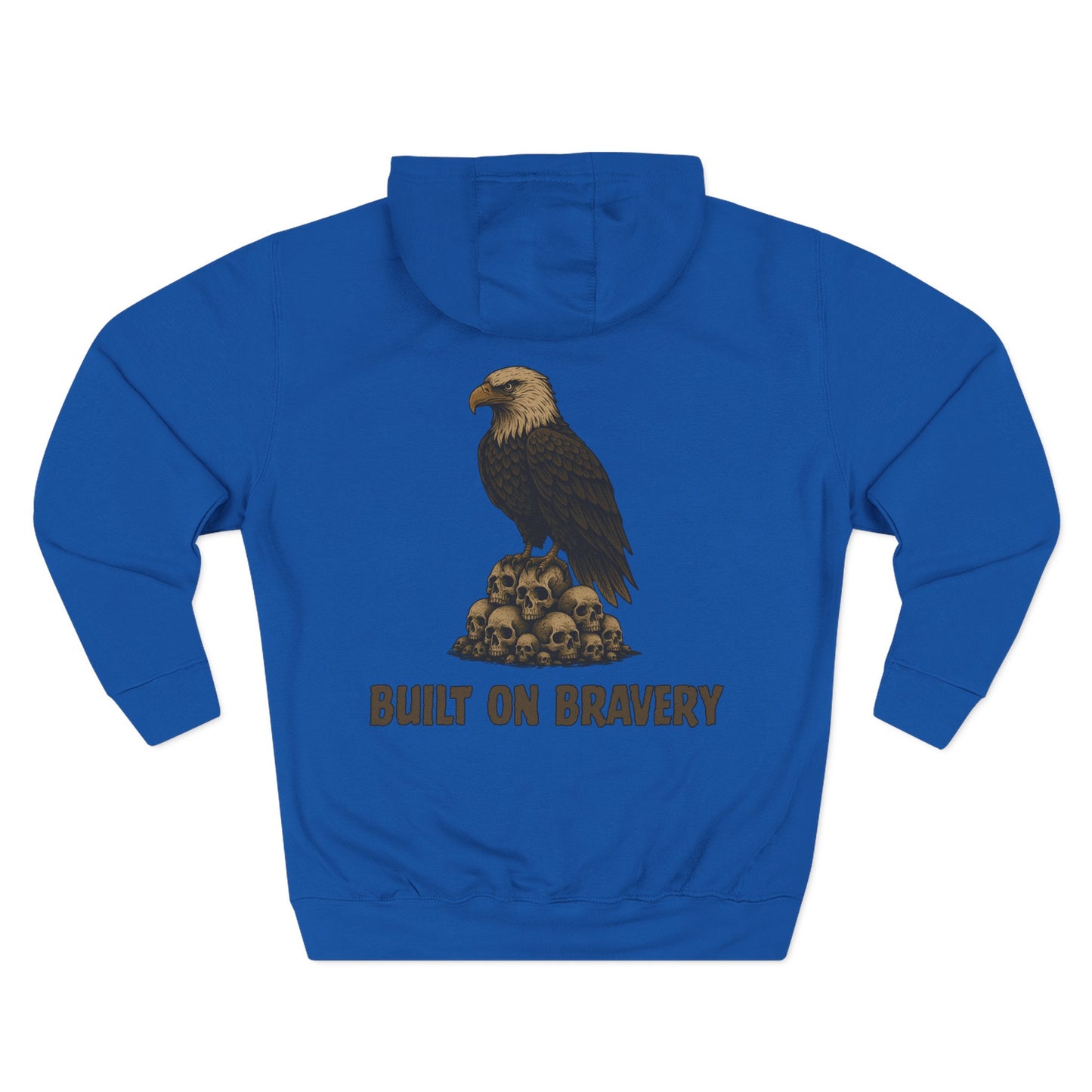 Three-Panel Fleece Hoodie with Bold Eagle Design