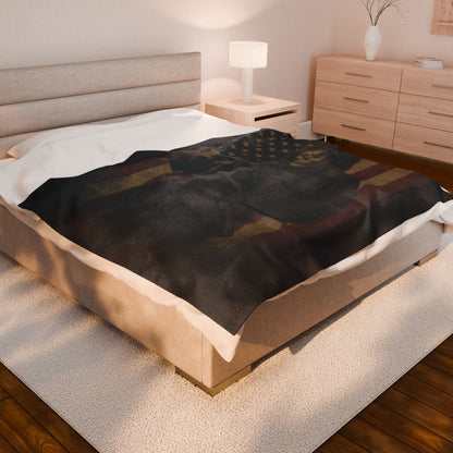 Cozy Velveteen Plush Blanket with Dark Warrior Design