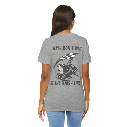 Edgy Racer Tee with Skull Graphic