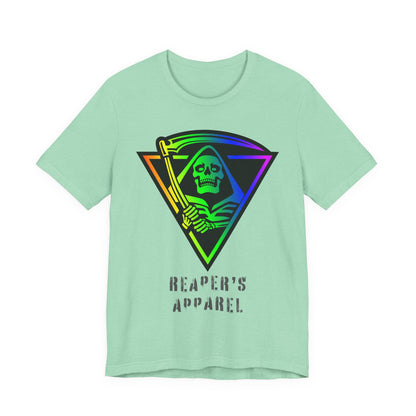 Rainbow Grim Reaper T-Shirt, Unisex Tee for Halloween, Spooky Vibe, Gothic Fashion, Grunge Style, Alternative Apparel