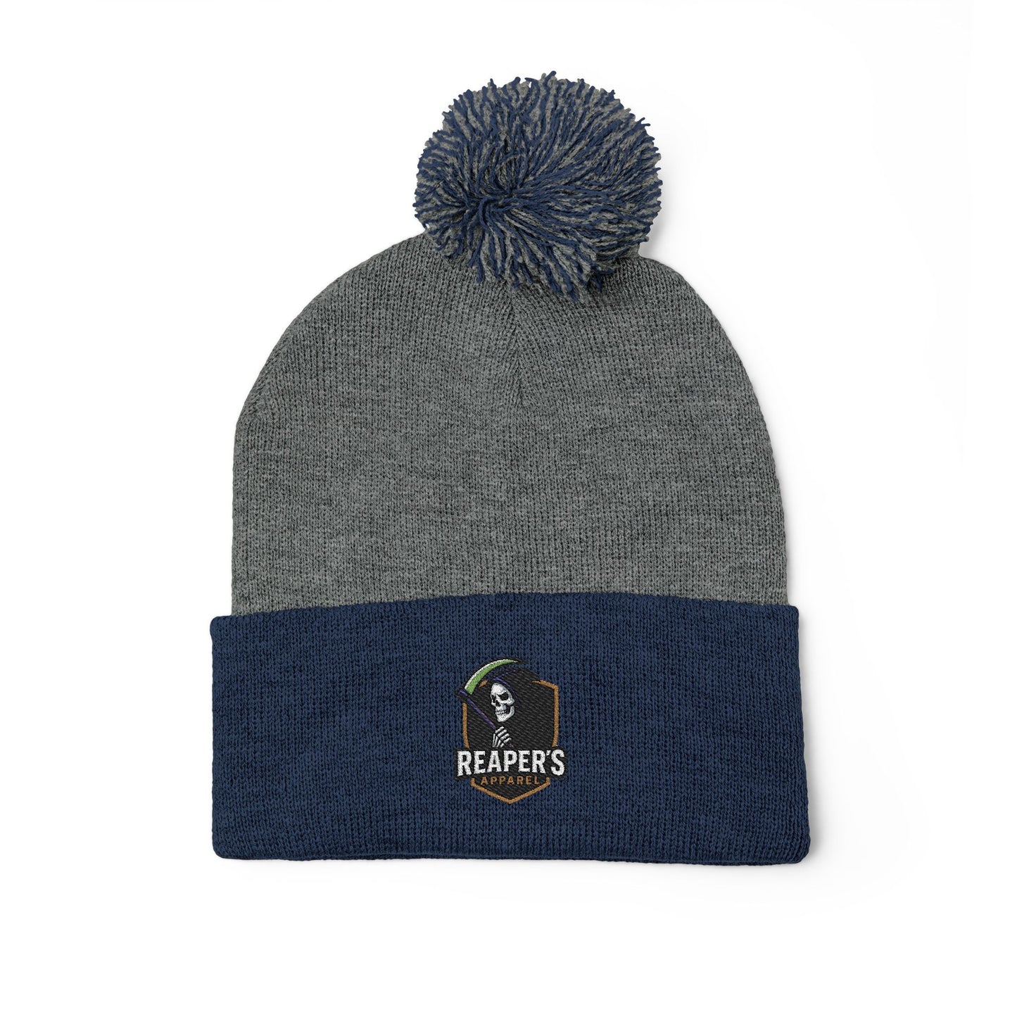 Cozy Pom-Pom Knit Cap with Custom Embroidery