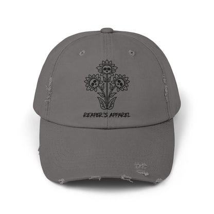 Distressed Cap with Floral Design - Reaper's Apparel