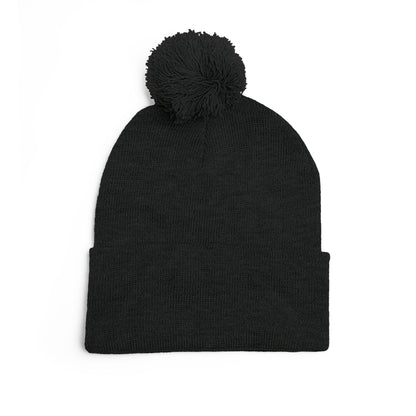 Cozy Pom-Pom Knit Cap with Custom Embroidery
