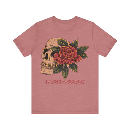 Skull and Rose Unisex Tee, Edgy Graphic T-Shirt
