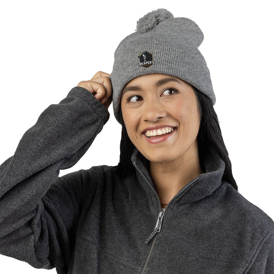 Cozy Pom-Pom Knit Cap with Custom Embroidery