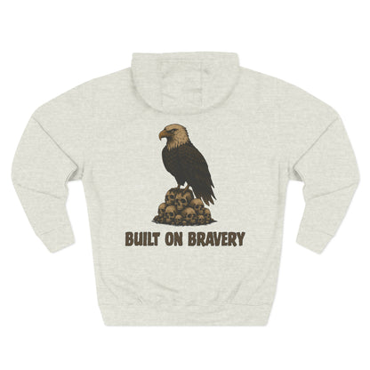 Three-Panel Fleece Hoodie with Bold Eagle Design