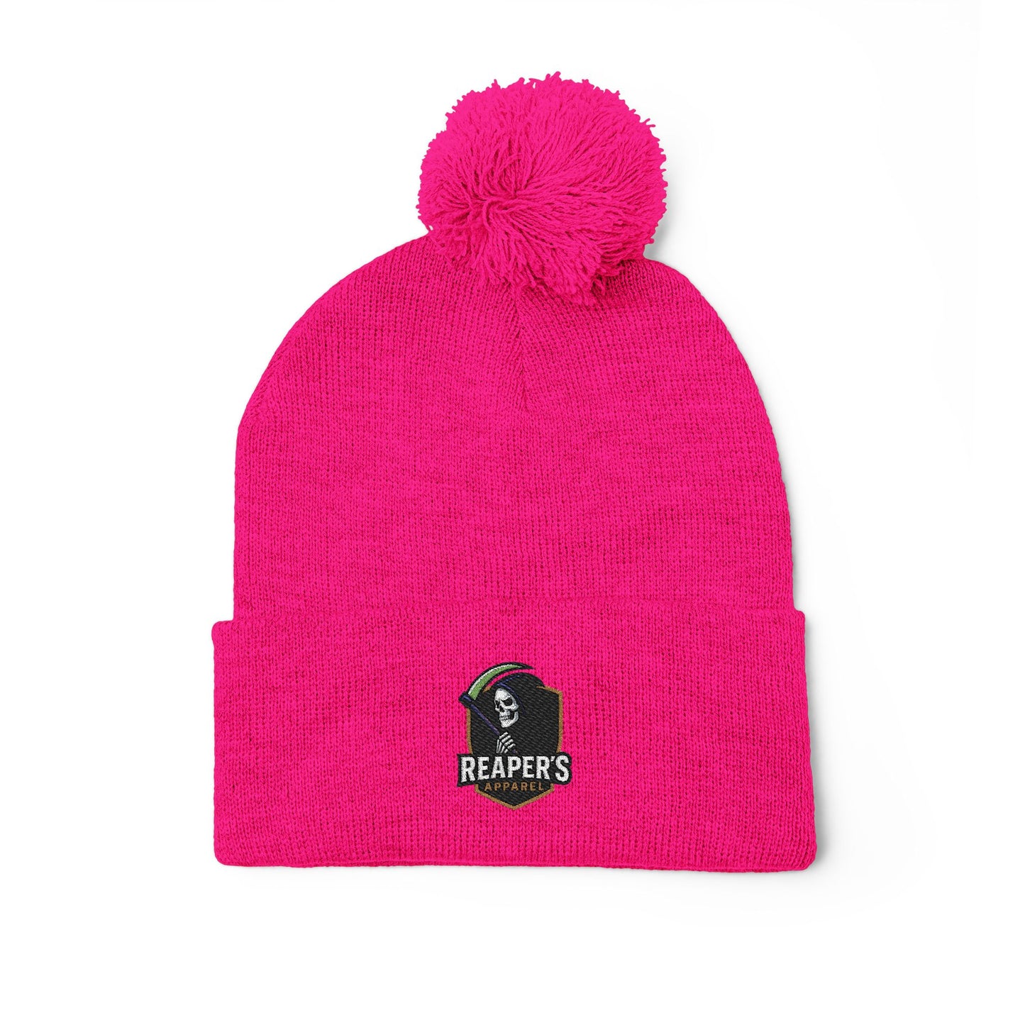 Cozy Pom-Pom Knit Cap with Custom Embroidery