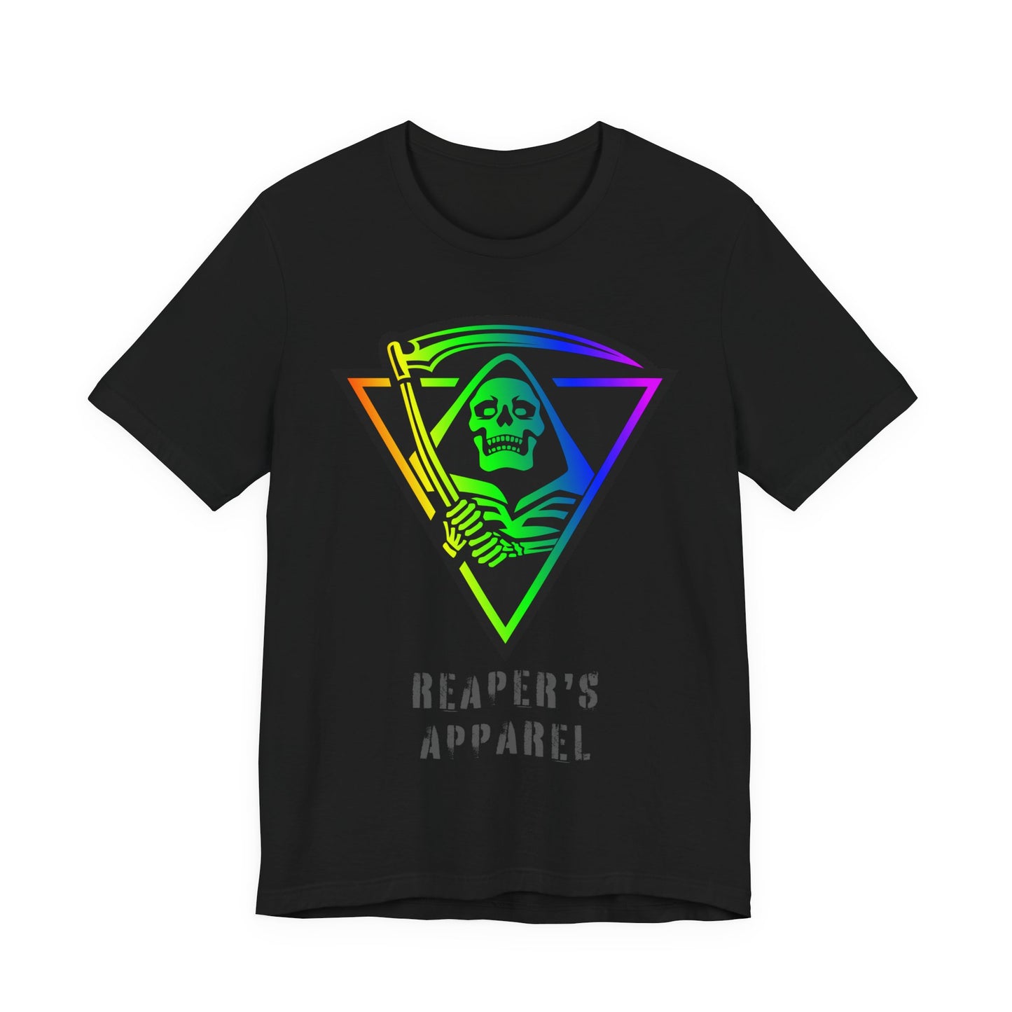 Rainbow Grim Reaper T-Shirt, Unisex Tee for Halloween, Spooky Vibe, Gothic Fashion, Grunge Style, Alternative Apparel