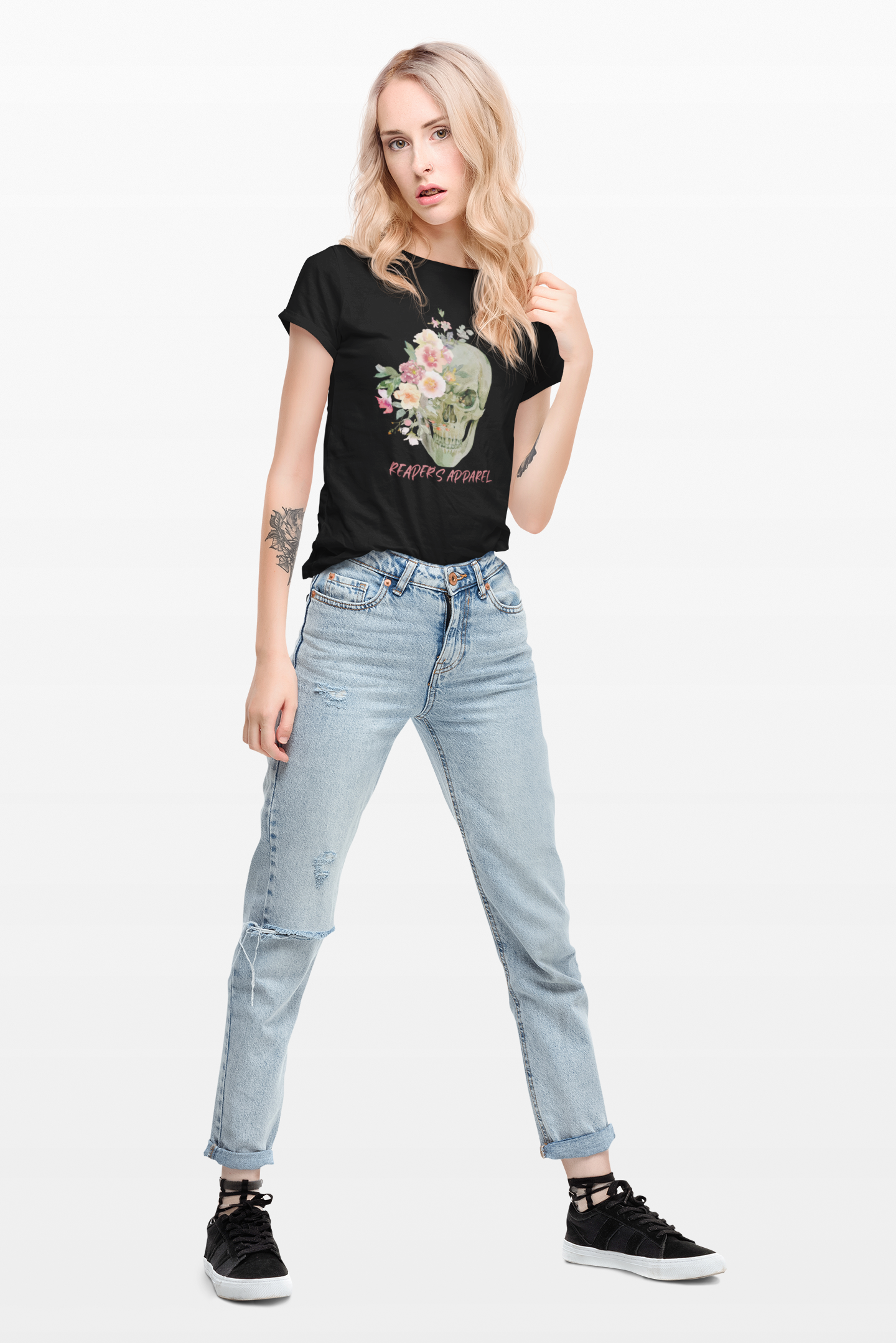 Floral Skull Graphic Tee, Unisex T-Shirt