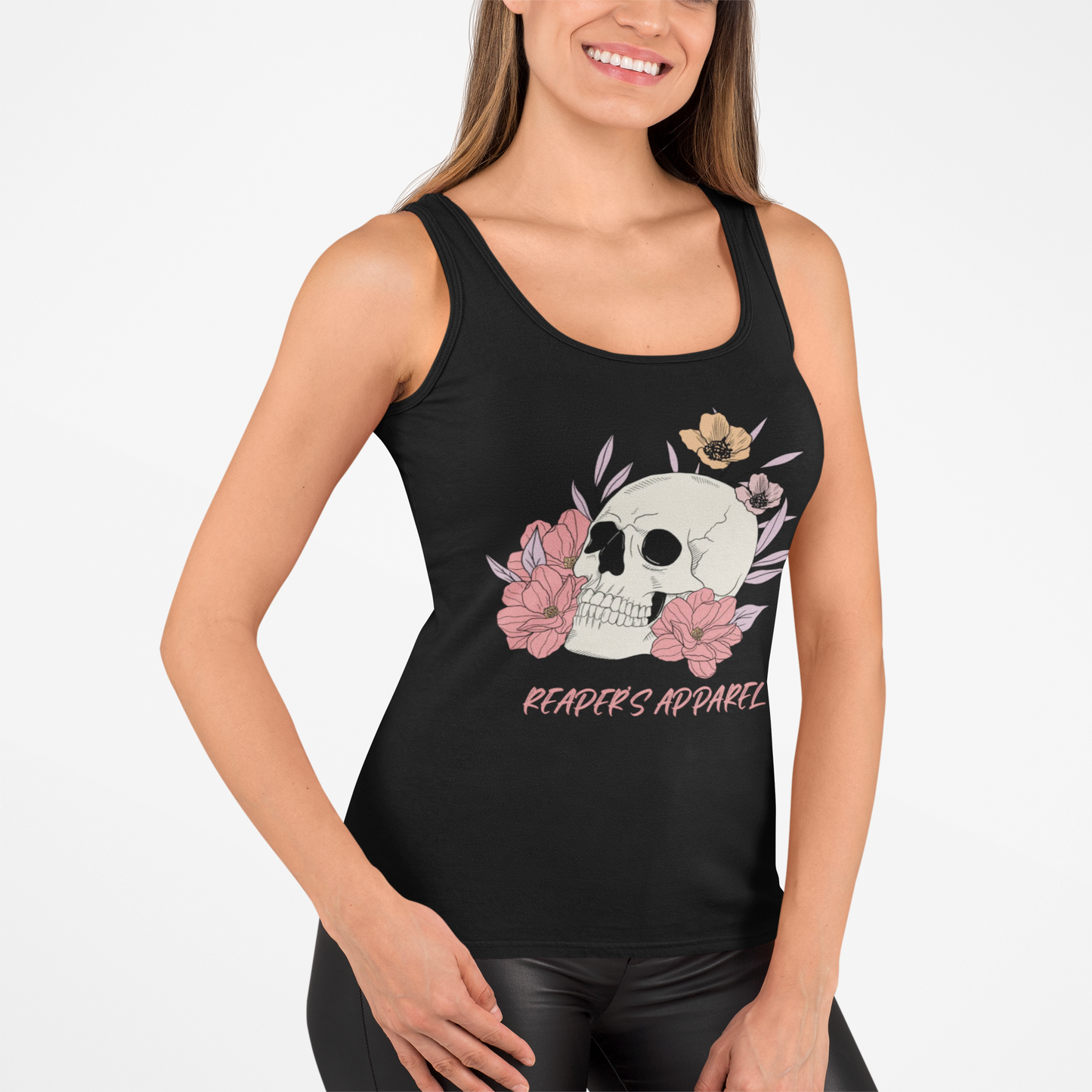 Floral Skull Racerback Tank Top