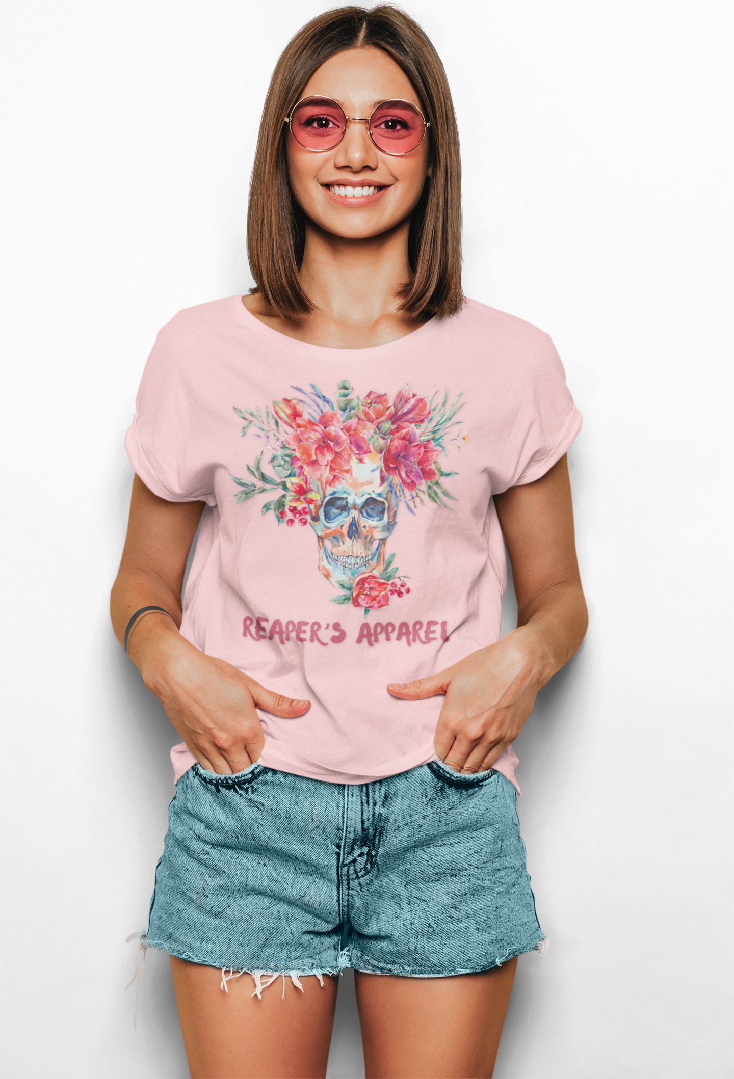 Floral Skull Tee - Short Sleeve Shirt