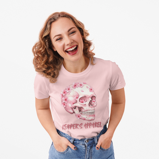 Pink Skull Flower Unisex Tee