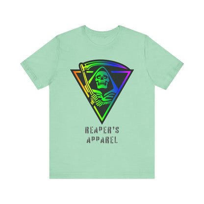Rainbow Grim Reaper T-Shirt, Unisex Tee for Halloween, Spooky Vibe, Gothic Fashion, Grunge Style, Alternative Apparel