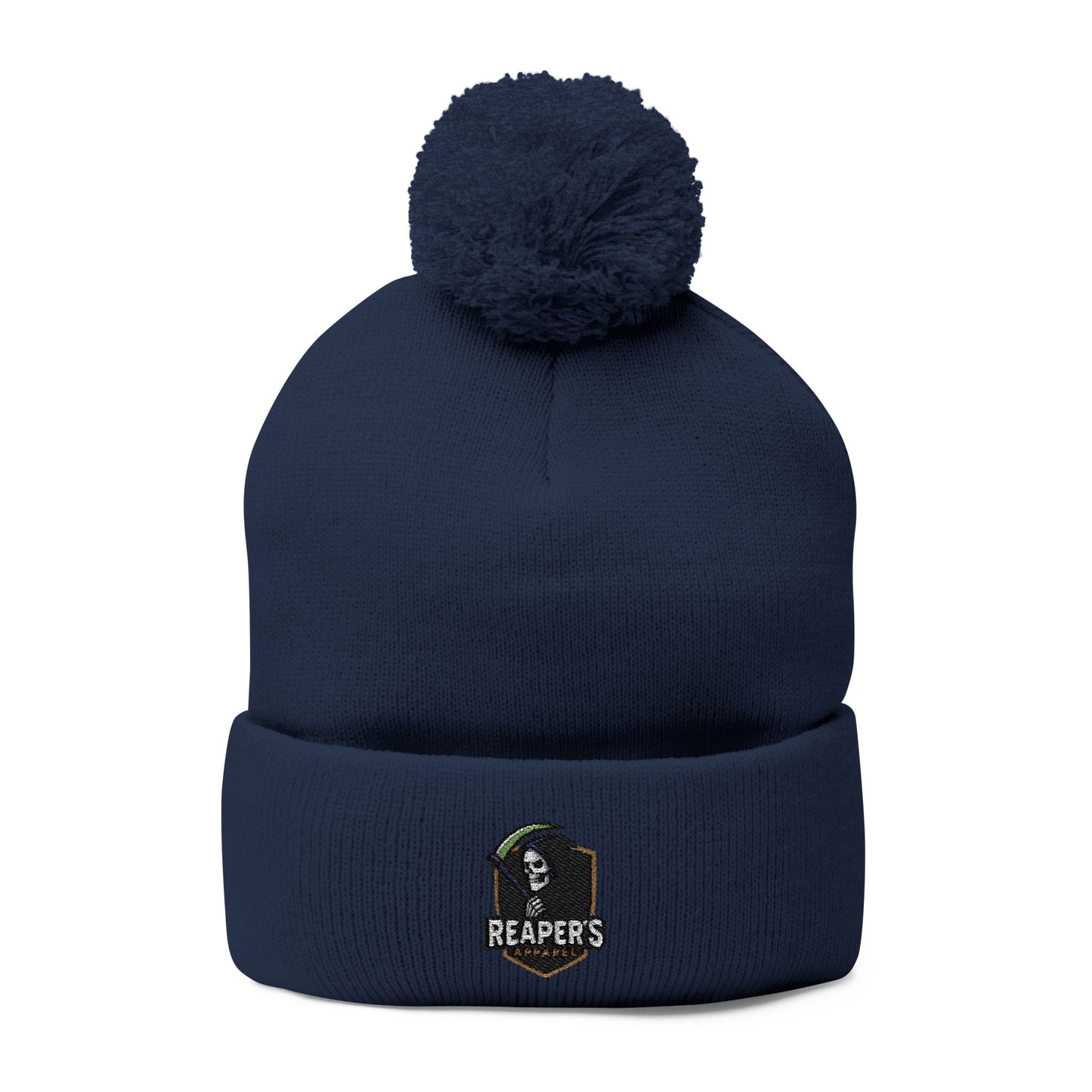 Cozy Pom-Pom Knit Cap with Custom Embroidery