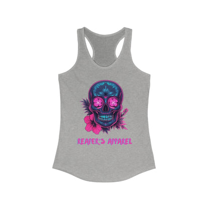Women's Graphic Racerback Tank - Floral Skull Design