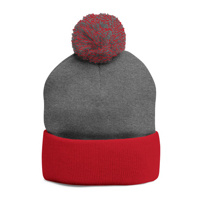 Cozy Pom-Pom Knit Cap with Custom Embroidery