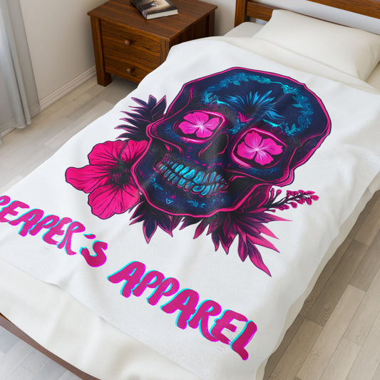 Colorful Skull Velveteen Plush Blanket | Soft Cozy Throw